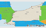 Shaded Relief Panoramic Map of Lambton, political outside