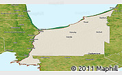 Shaded Relief Panoramic Map of Lambton, satellite outside