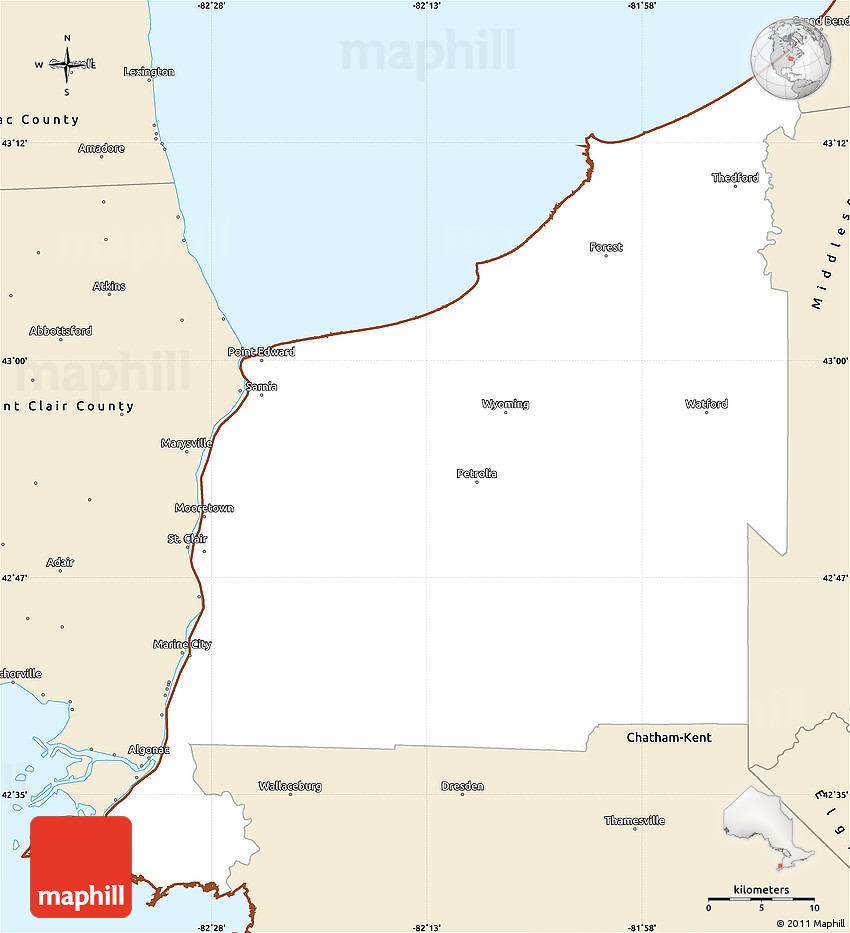 Classic Style Simple Map Of Lambton 