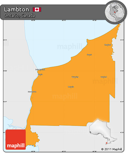 Political Simple Map of Lambton, single color outside