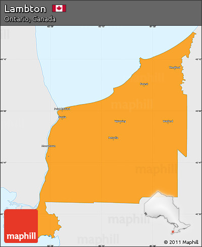Political Simple Map of Lambton, single color outside