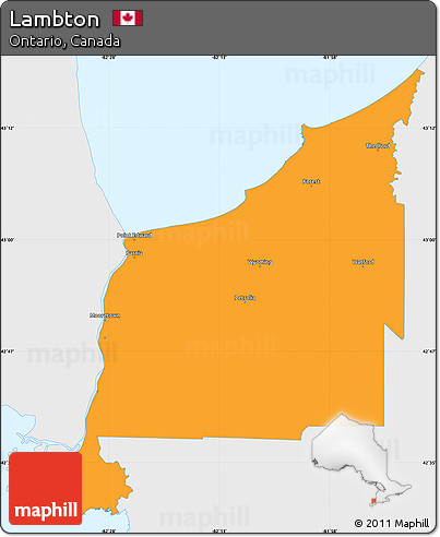 Political Simple Map of Lambton, single color outside