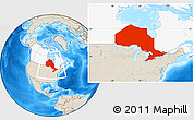 Shaded Relief Location Map of Ontario, highlighted country