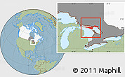 Savanna Style Location Map of Manitoulin, highlighted country, highlighted parent region, hill shading