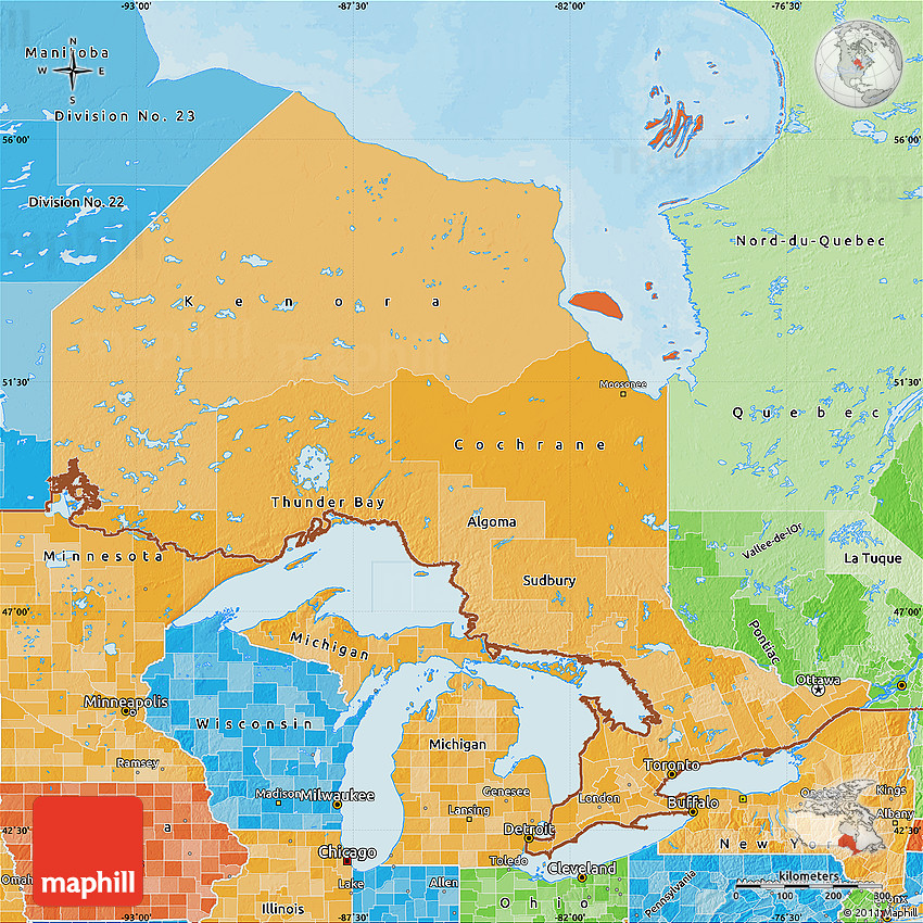 Political Shades Map of Ontario
