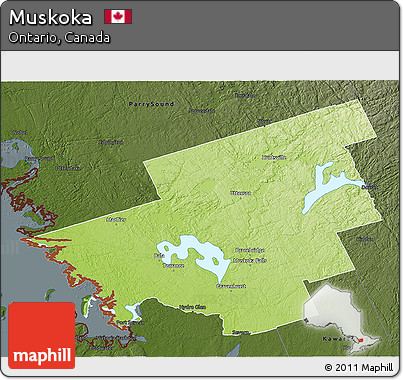 Physical 3D Map of Muskoka, darken