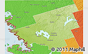 Physical 3D Map of Muskoka, political outside