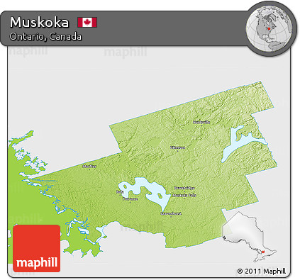 Physical 3D Map of Muskoka, single color outside