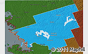 Political 3D Map of Muskoka, darken