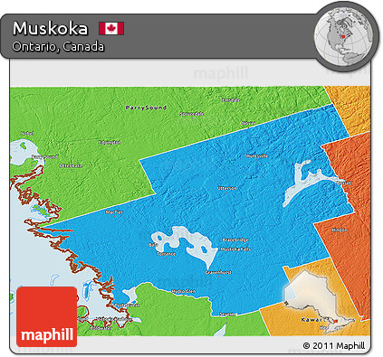 Political 3D Map of Muskoka