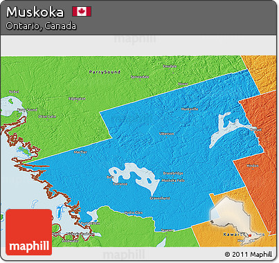 Political 3D Map of Muskoka