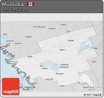Silver Style 3D Map of Muskoka
