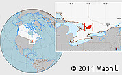 Gray Location Map of Muskoka, highlighted country, hill shading