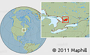 Savanna Style Location Map of Muskoka, hill shading
