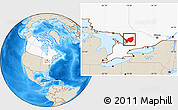 Shaded Relief Location Map of Muskoka, highlighted country