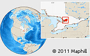 Shaded Relief Location Map of Muskoka, highlighted parent region