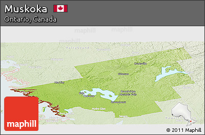 Physical Panoramic Map of Muskoka, lighten