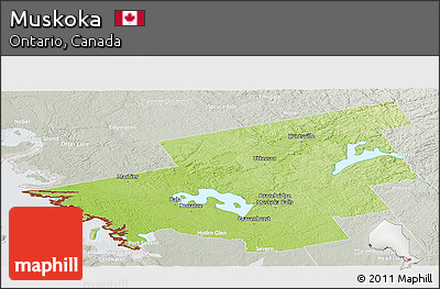 Physical Panoramic Map of Muskoka, lighten, semi-desaturated