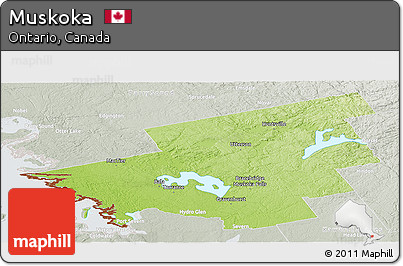 Physical Panoramic Map of Muskoka, lighten, semi-desaturated