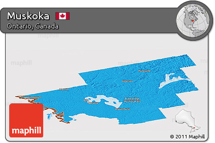 Political Panoramic Map of Muskoka, cropped outside