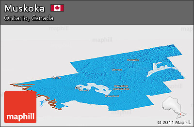 Political Panoramic Map of Muskoka, cropped outside
