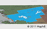 Political Panoramic Map of Muskoka, darken, semi-desaturated