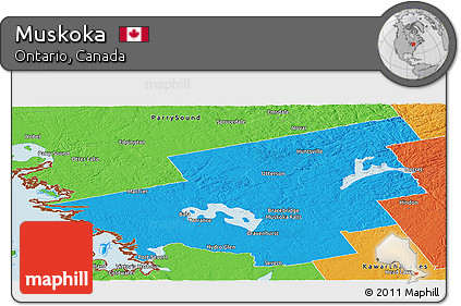Political Panoramic Map of Muskoka