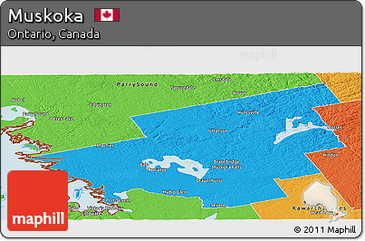 Political Panoramic Map of Muskoka