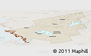 Shaded Relief Panoramic Map of Muskoka, lighten