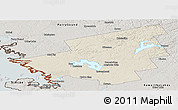 Shaded Relief Panoramic Map of Muskoka, semi-desaturated