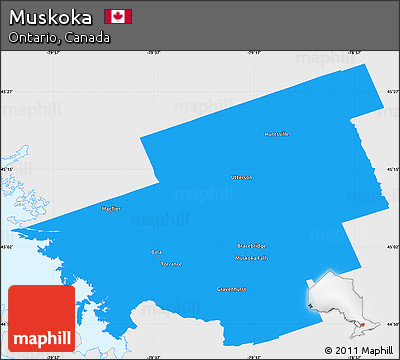 Political Simple Map of Muskoka, single color outside