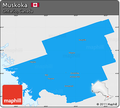 Political Simple Map of Muskoka, single color outside