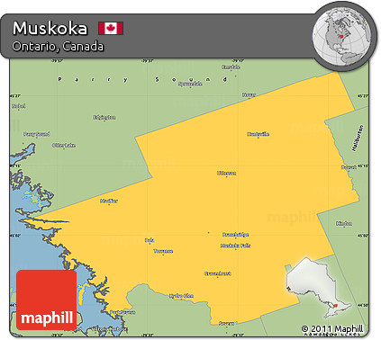 Savanna Style Simple Map of Muskoka