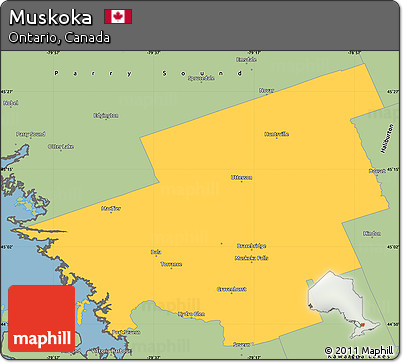 Savanna Style Simple Map of Muskoka