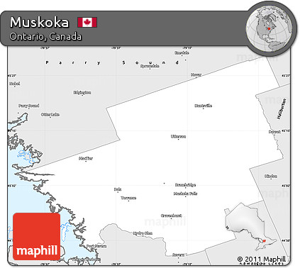 Silver Style Simple Map of Muskoka
