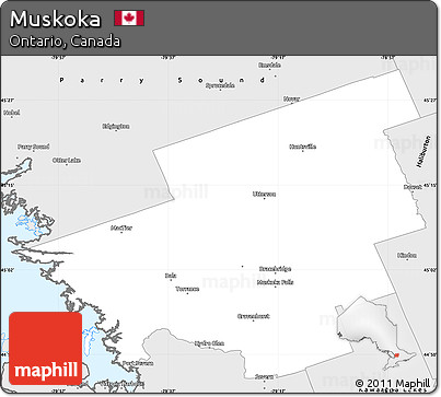 Silver Style Simple Map of Muskoka