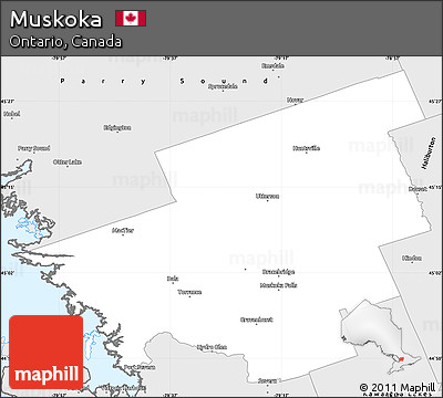 Silver Style Simple Map of Muskoka