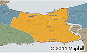 Political 3D Map of Niagara, semi-desaturated
