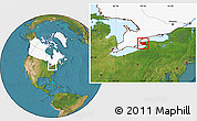 Satellite Location Map of Niagara, highlighted country