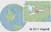 Savanna Style Location Map of Niagara, hill shading