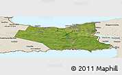 Satellite Panoramic Map of Niagara, shaded relief outside