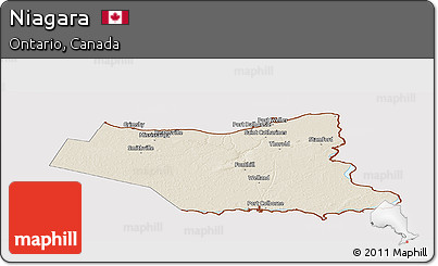 Shaded Relief Panoramic Map of Niagara, cropped outside