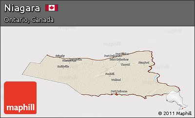 Shaded Relief Panoramic Map of Niagara, cropped outside