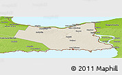 Shaded Relief Panoramic Map of Niagara, physical outside