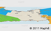 Shaded Relief Panoramic Map of Niagara, political outside