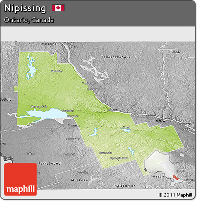 Physical 3D Map of Nipissing, desaturated