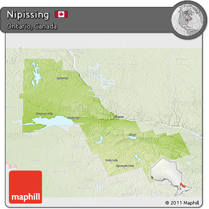 Physical 3D Map of Nipissing, lighten