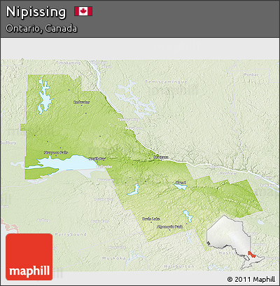 Physical 3D Map of Nipissing, lighten