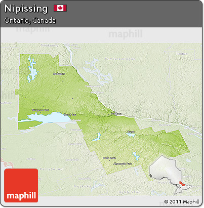 Physical 3D Map of Nipissing, lighten