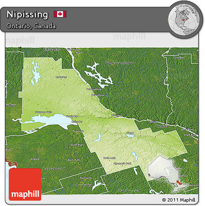 Physical 3D Map of Nipissing, satellite outside
